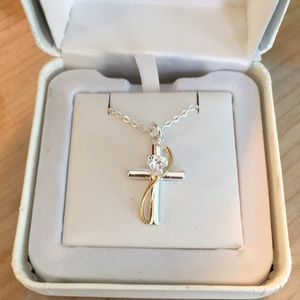 Silver Cross with Crystal